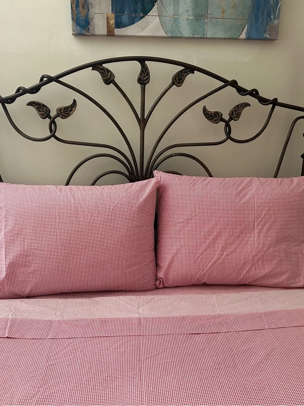 Wamsutta Classic Red Gingham Ruffled Pillowcase and Sheet Set